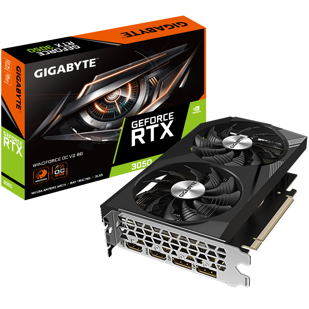 Card màn hình VGA Gigabyte GeForce RTX™ 3050 WINDFORCE OC V2 8G