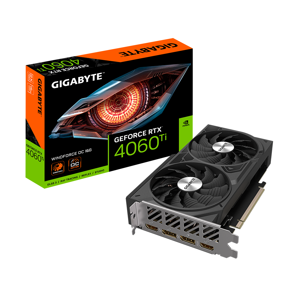 Card màn hình VGA Gigabyte GeForce RTX 4060 Ti WINDFORCE OC 16G (GV-N406TWF2OC-16GD)